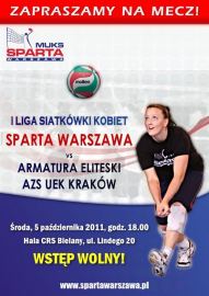 Plakat zapraszający na mecz z AZS Armaturą Kraków