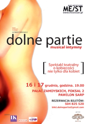 Plakat spektaklu: Dolne partie – musical intymny