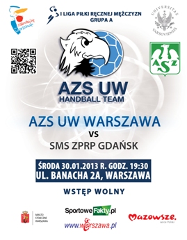 Plakat meczu AZS UW- SMS ZPRP GDAŃSK